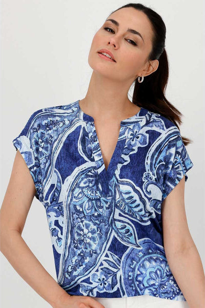 V NECK PAISLEY PRINT TEE 409756MNR TOP