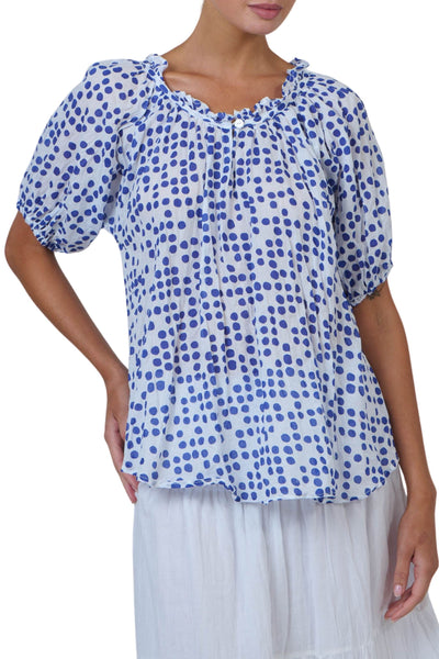 SCOOP NECK TOP - P105 S/M / BLUE TOP