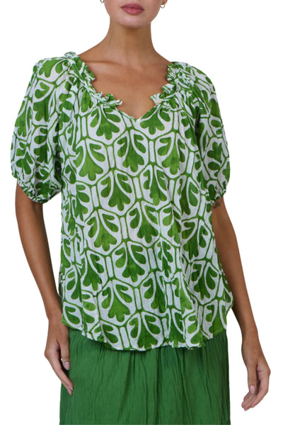 SCOOP NECK TOP - P105 S/M / GREEN TOP