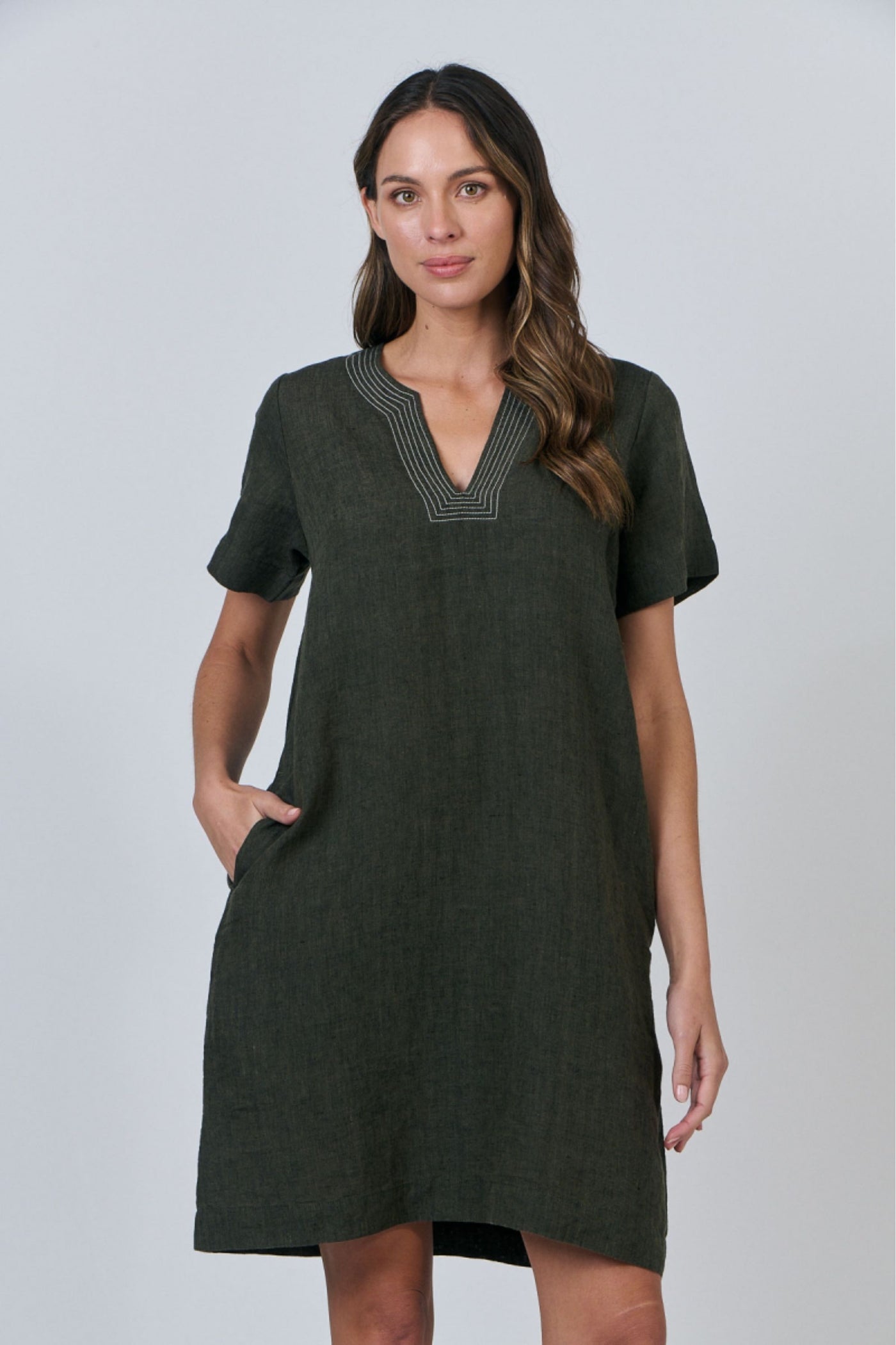 V NECK DRESS - GA627