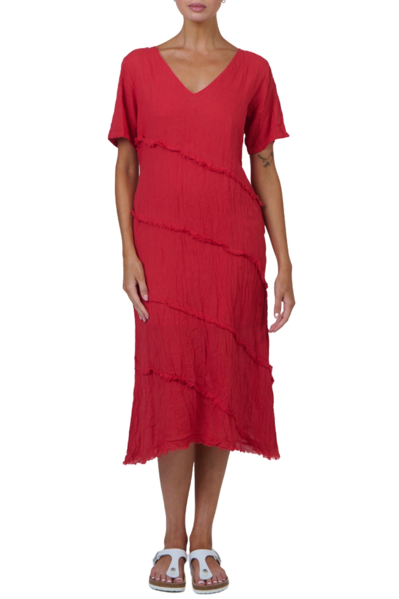 V-NECK DRESS - P167 S/M / CHILLI DRESS