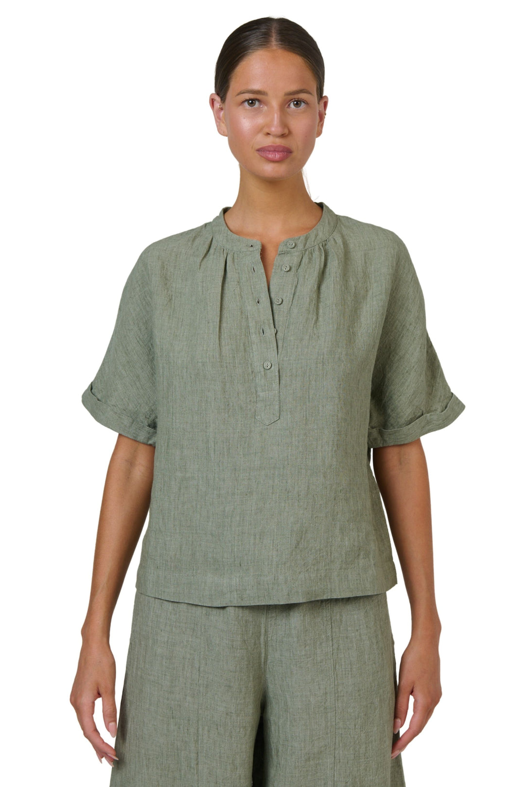 BUTTONED LINEN TOP - GA689