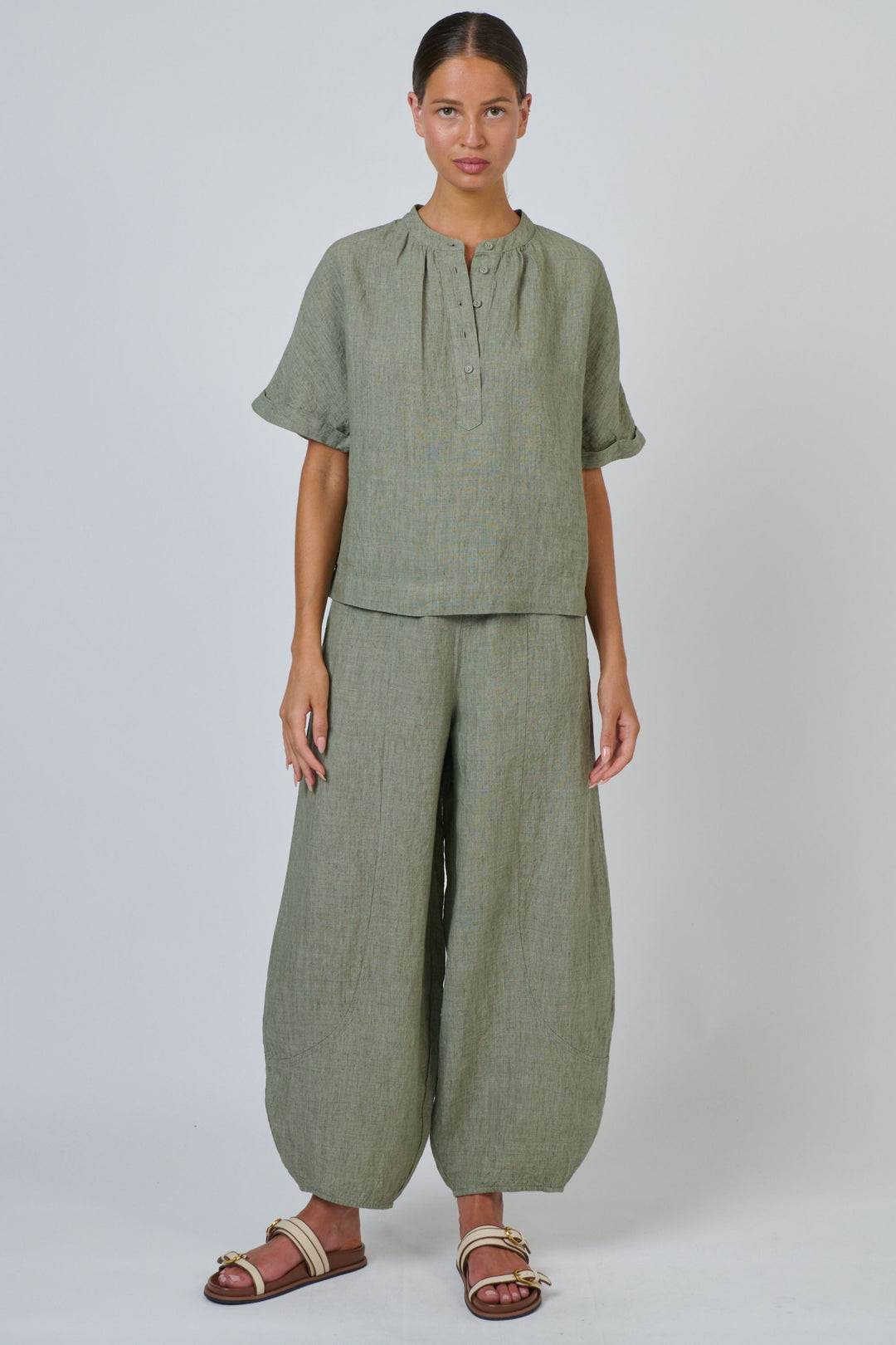BUTTONED LINEN TOP - GA689