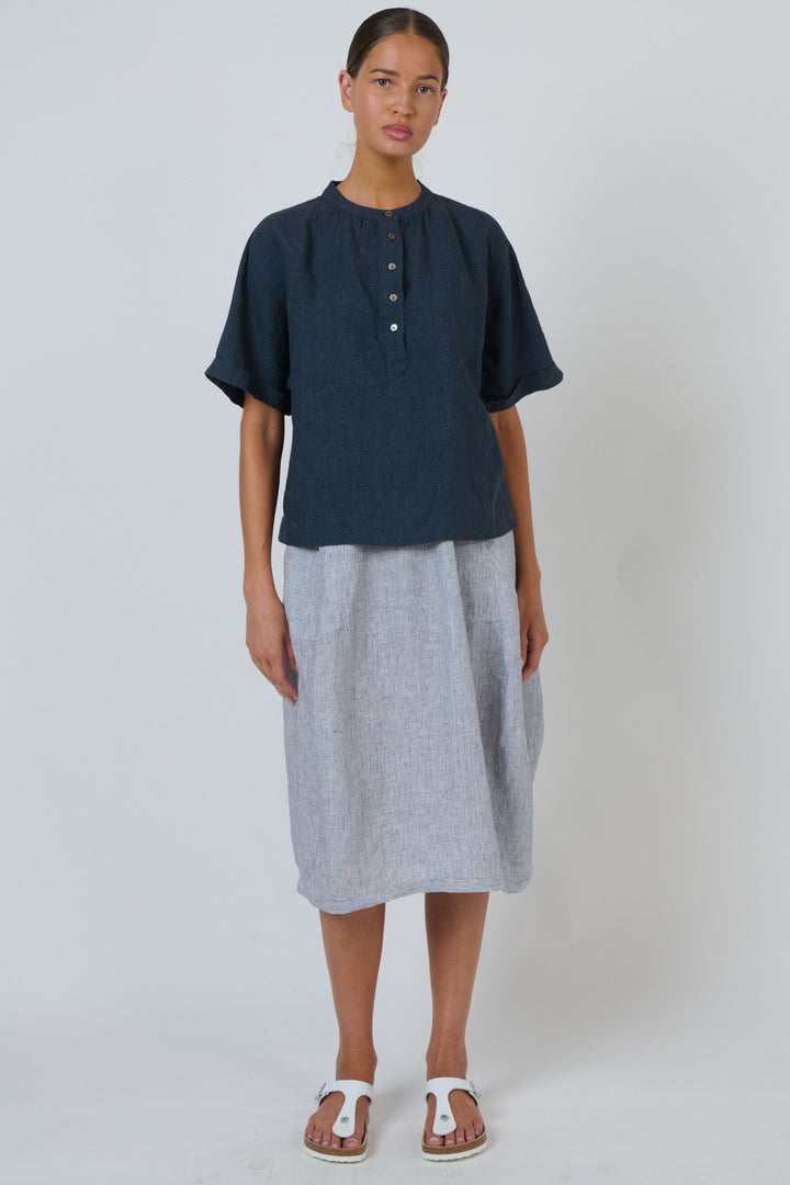 BUTTONED LINEN TOP - GA689