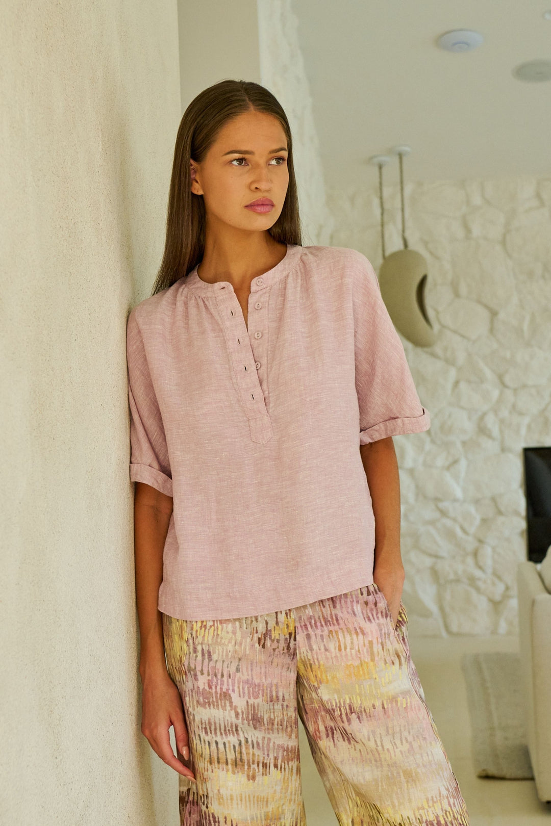 BUTTONED LINEN TOP - GA689