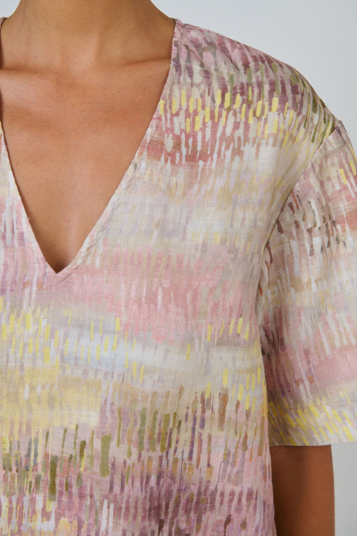 V NECK LINEN TOP - GA683