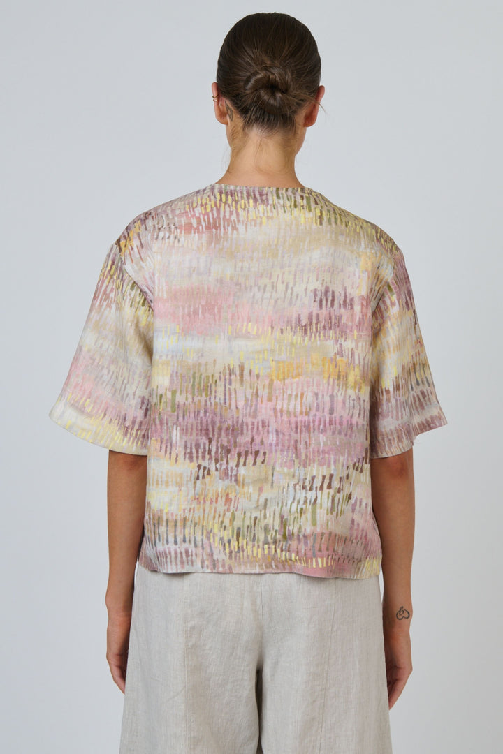V NECK LINEN TOP - GA683