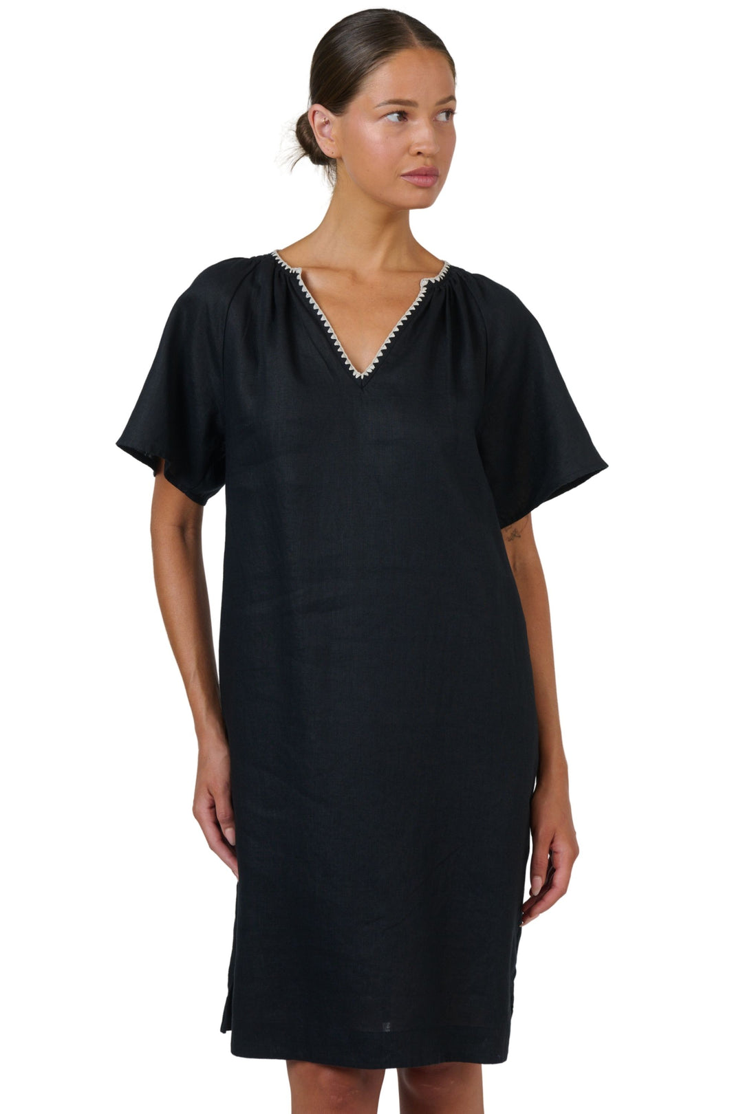 V NECK LINEN DRESS - GA703.1