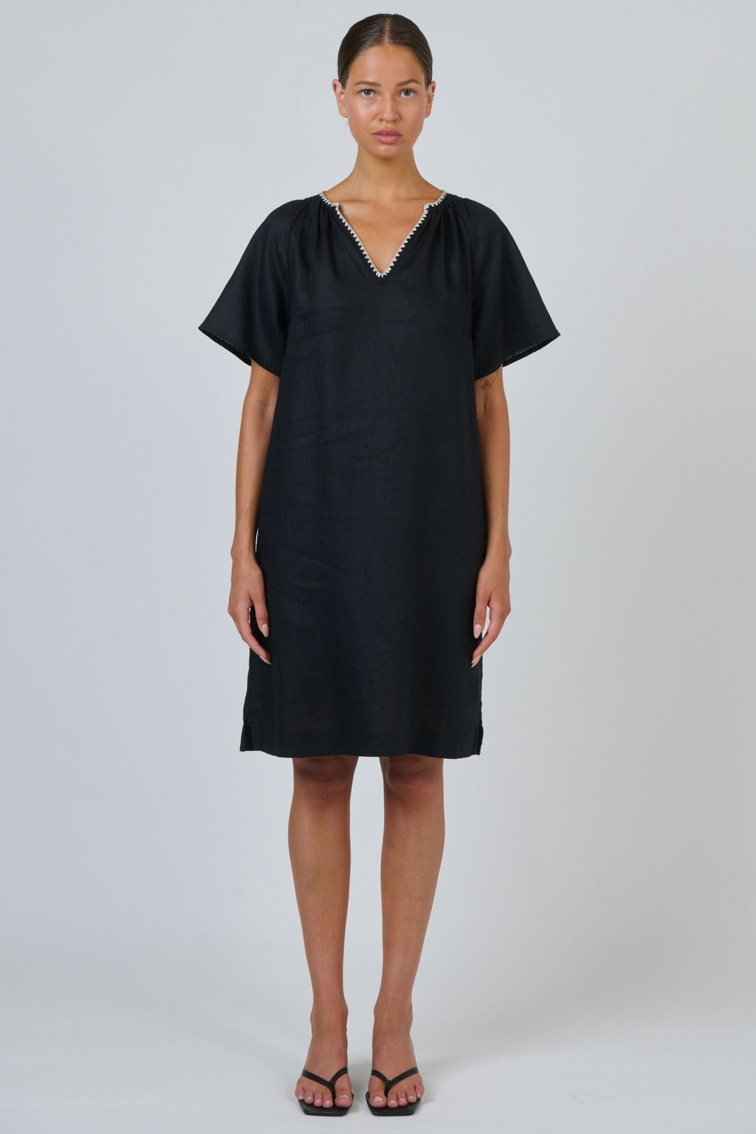 V NECK LINEN DRESS - GA703.1