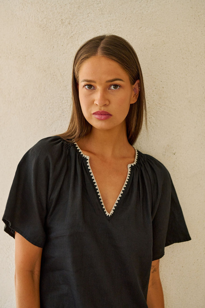 V NECK LINEN DRESS - GA703.1