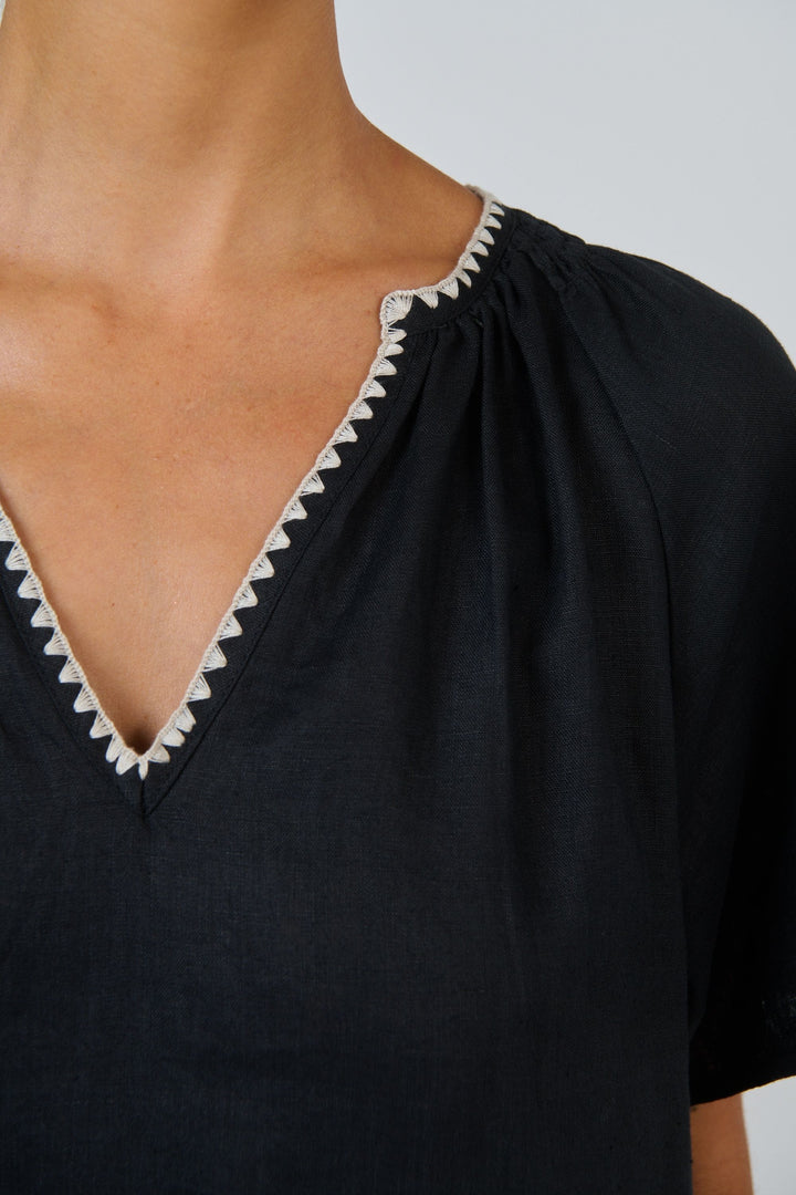V NECK LINEN DRESS - GA703.1