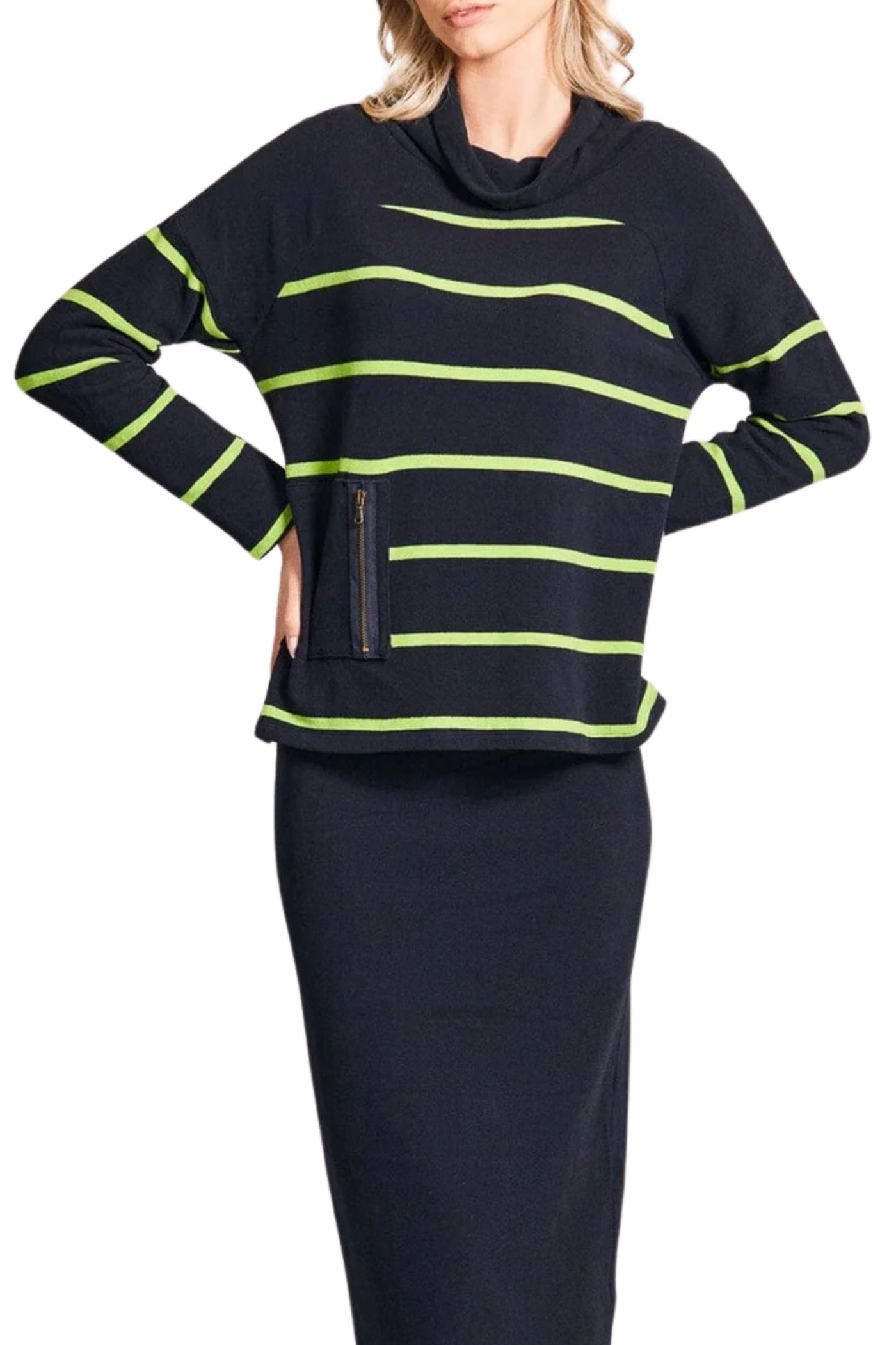 SOLID SHOULDER STRIPE KNIT - W24150