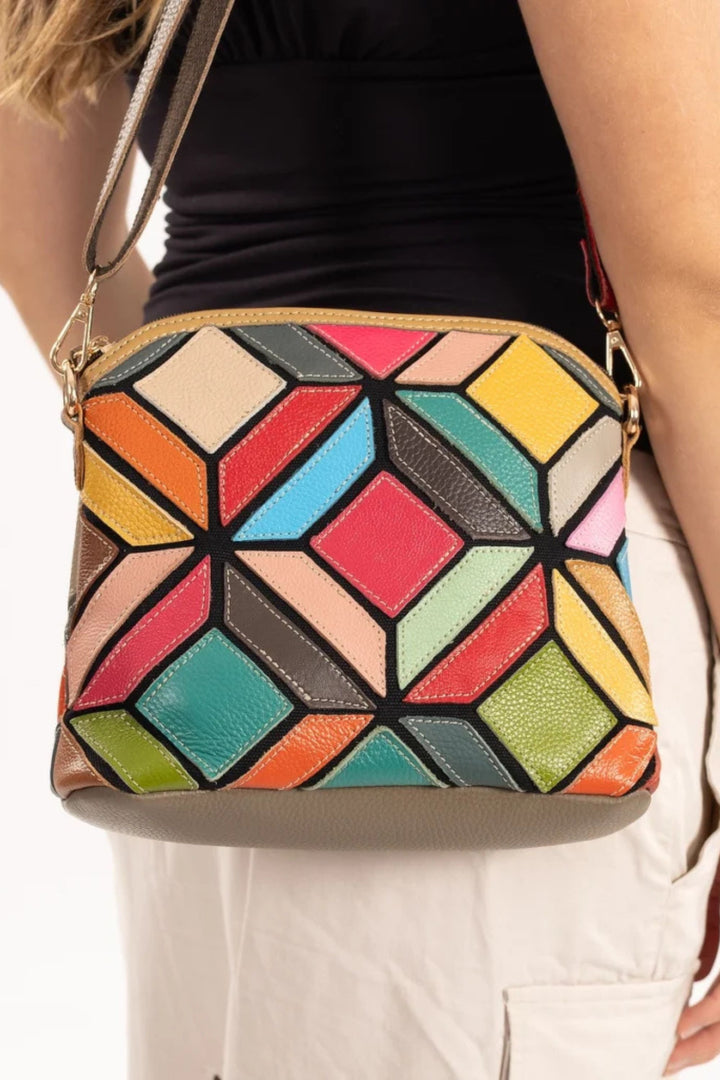 GEOMETRIC LEATHER XBODY - L46