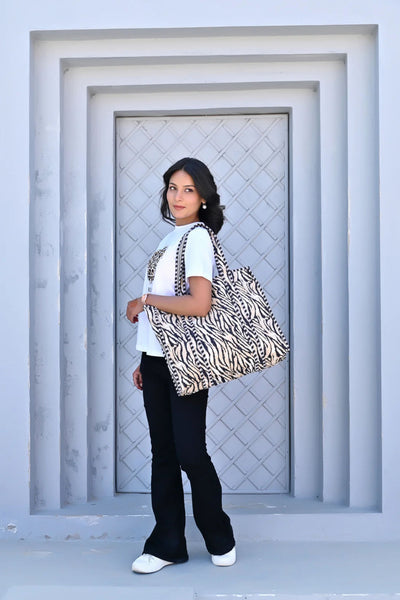 TIGER STRIPE COTTON TOTE - CTSTP001