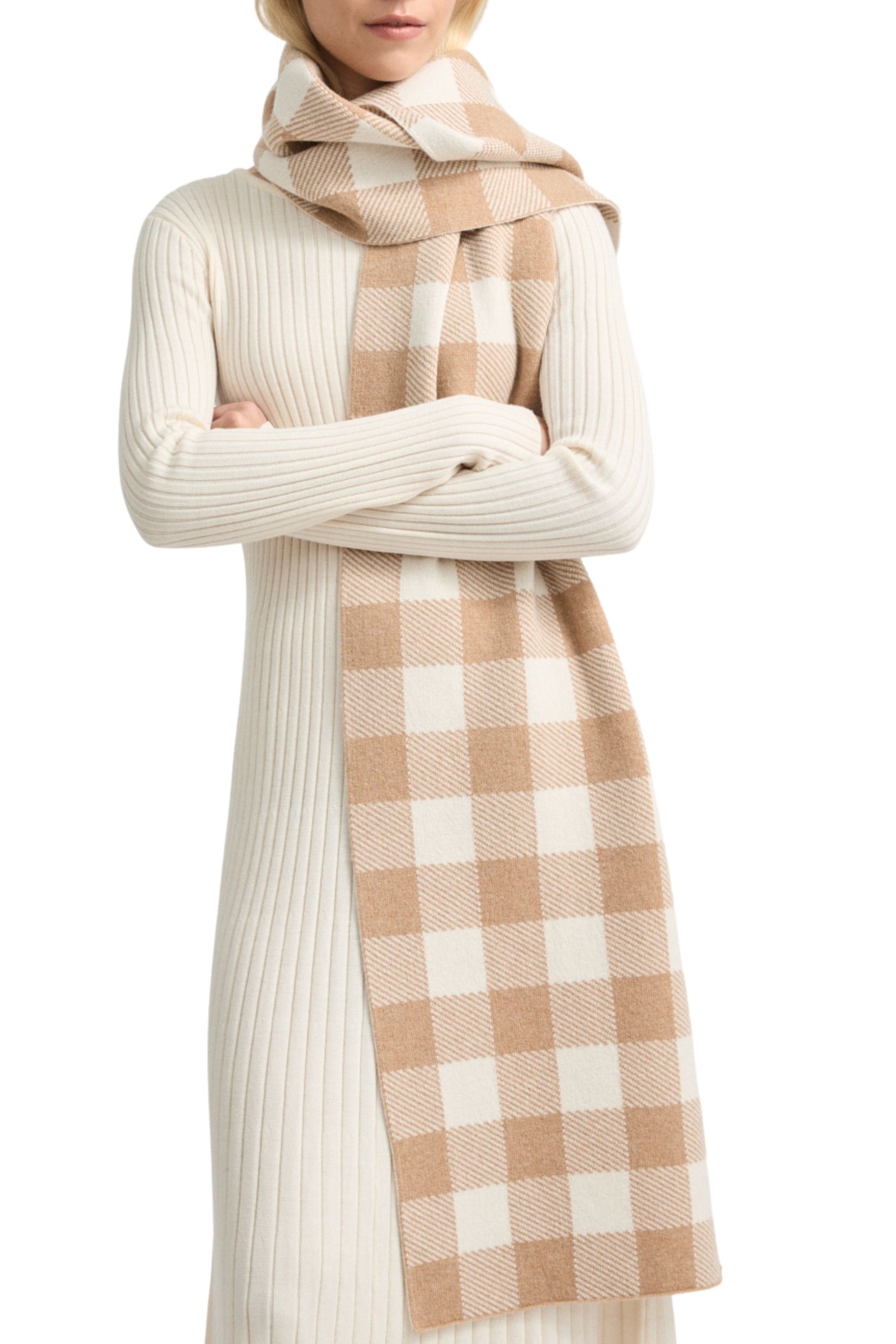 CHECKED WOOL SCARF - 9068