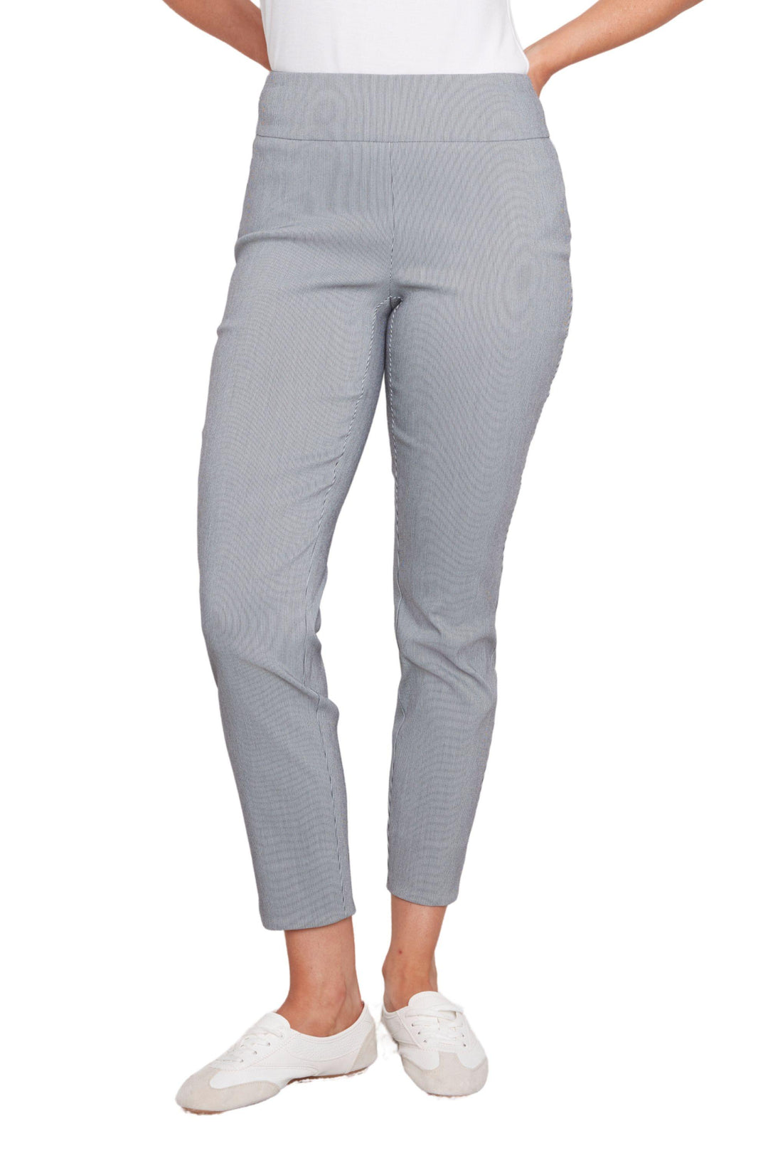 NAVY STRIPE PETAL SLIT ANKLE PANT - 68877UP