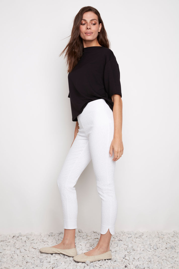 TEXTURED PETAL SLIT ANKLE PANT - 68816UP