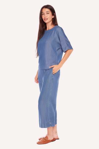 WIDE LEG TENCEL CROP PANT - 68285UP