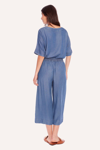WIDE LEG TENCEL CROP PANT - 68285UP