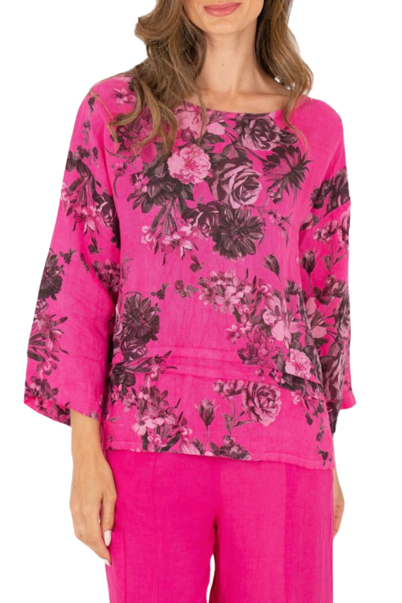 LINEN FLORAL TOP - 10-8123W