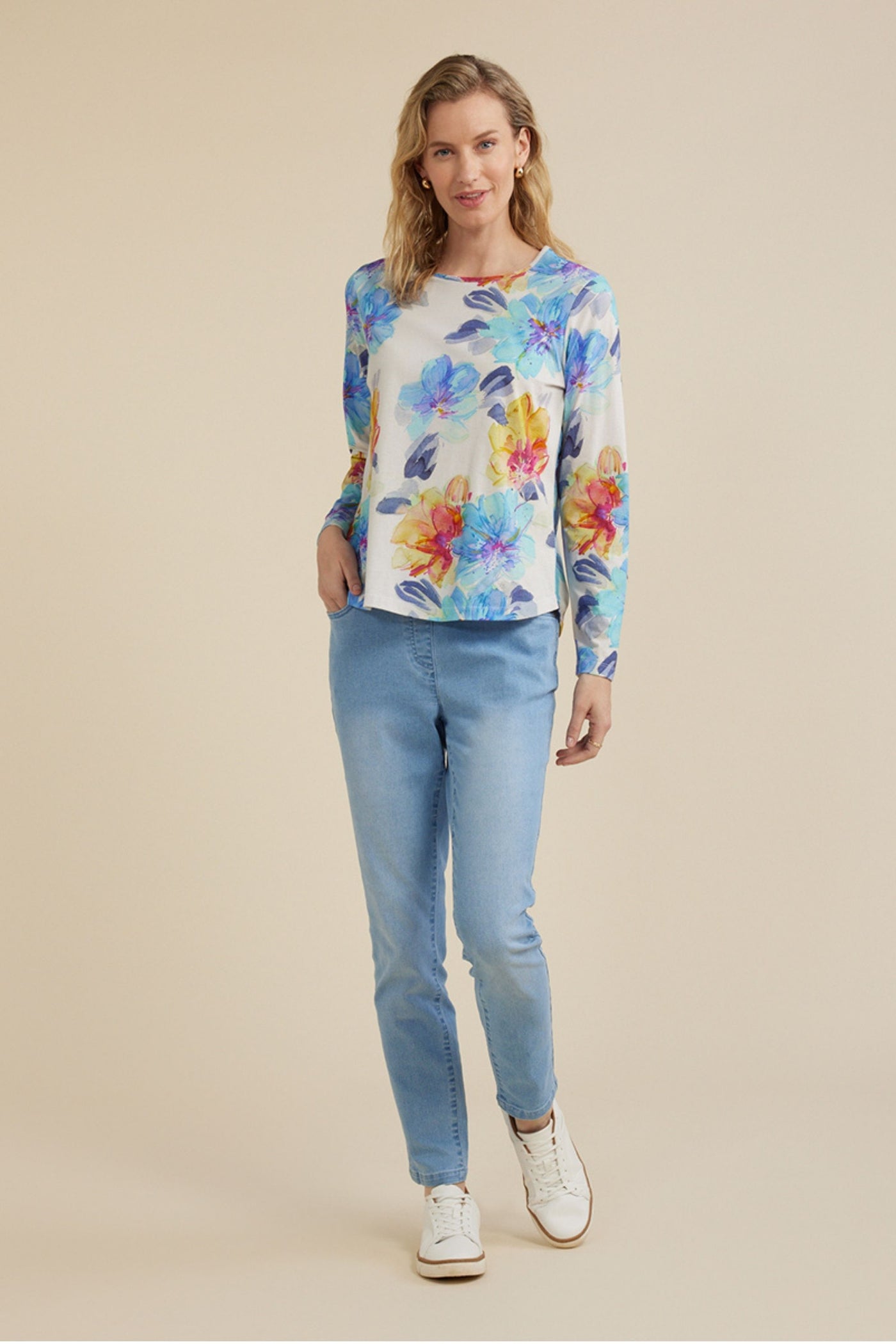 BRUSHED FLORAL PRINT TEE - YT24W7458
