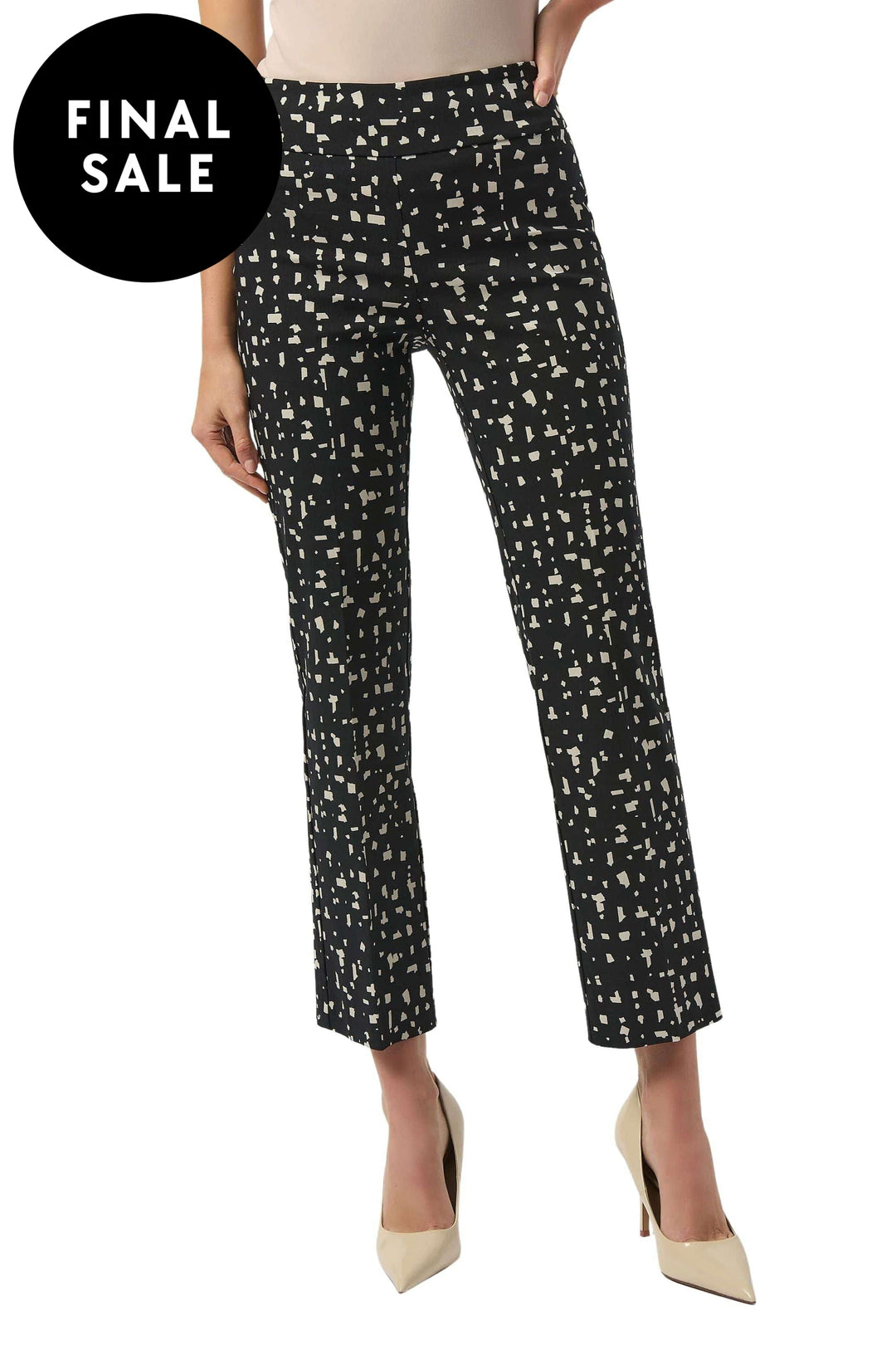 JOSEPH RIBKOFF PANTS BLACK-MOONSTONE / 6 ABSTRACT PRINT PULL-ON PANTS - 253097JR