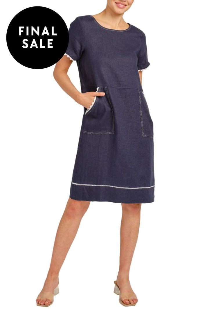 ALESSANDRA DRESS XS / NAVY CHIARA WAVE DRESS - S24-1.137Q