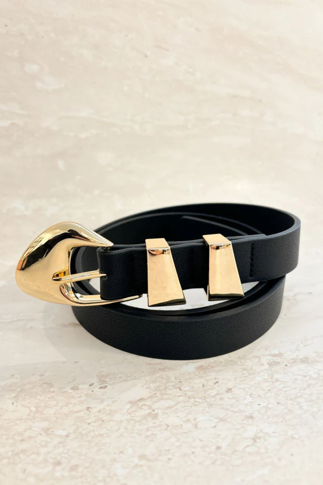 ANGELS WHISPER BELT BLACK PEBBLE DOME BUCKLE BELT - AWBE7146