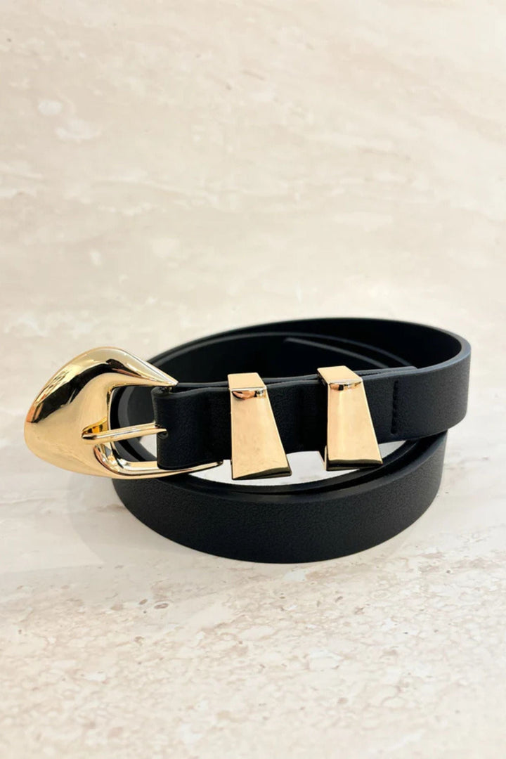 ANGELS WHISPER BELT BLACK PEBBLE DOME BUCKLE BELT - AWBE7146