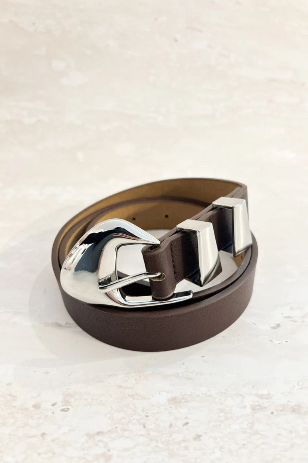 ANGELS WHISPER BELT BROWN PEBBLE DOME BUCKLE BELT - AWBE7146