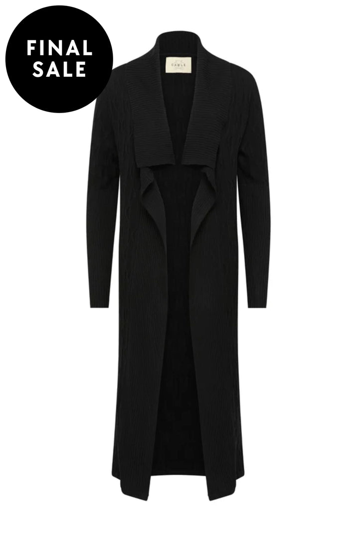 CABLE CARDIGAN XS / BLACK BEAUMONT MERINO CARDIGAN - CSC1056