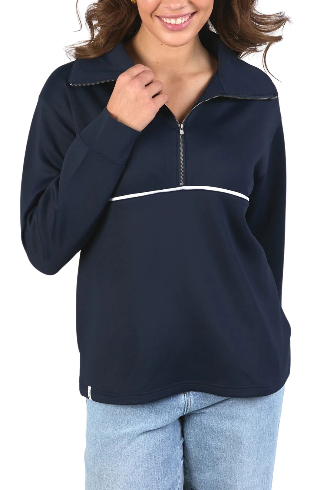 ELM TRACK TOP 10 / NAVY BONNIE HALF ZIP SWEAT - 81X4485