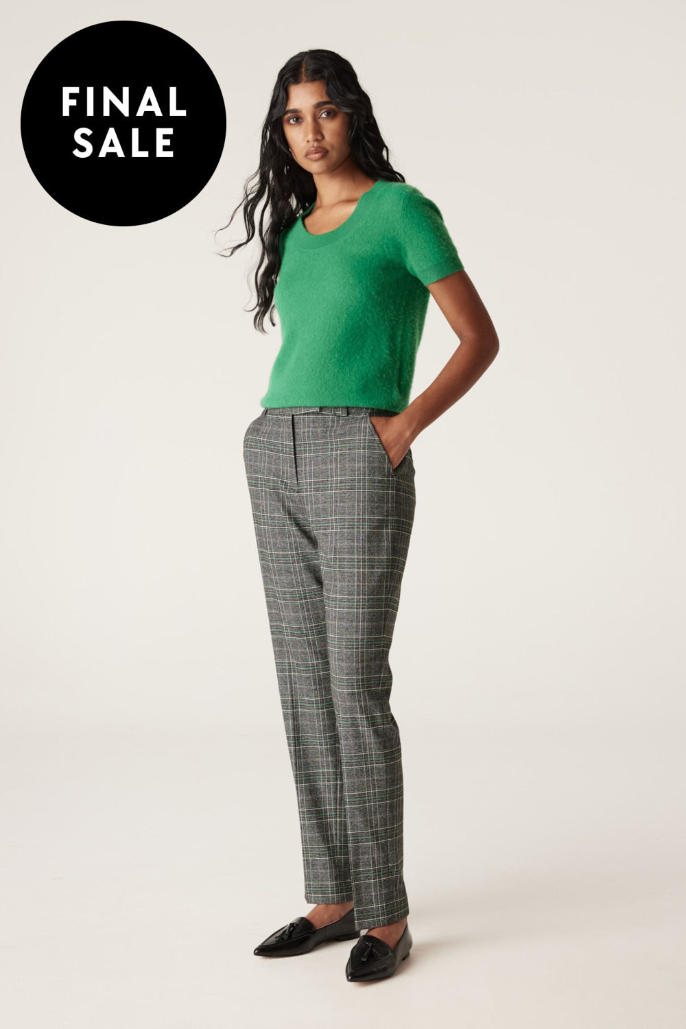 BRUSHED PURE CASHMERE TEE - CAW24120 TOP