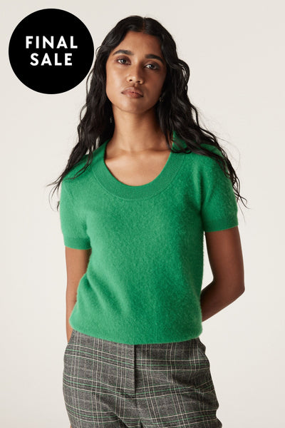 BRUSHED PURE CASHMERE TEE - CAW24120 TOP