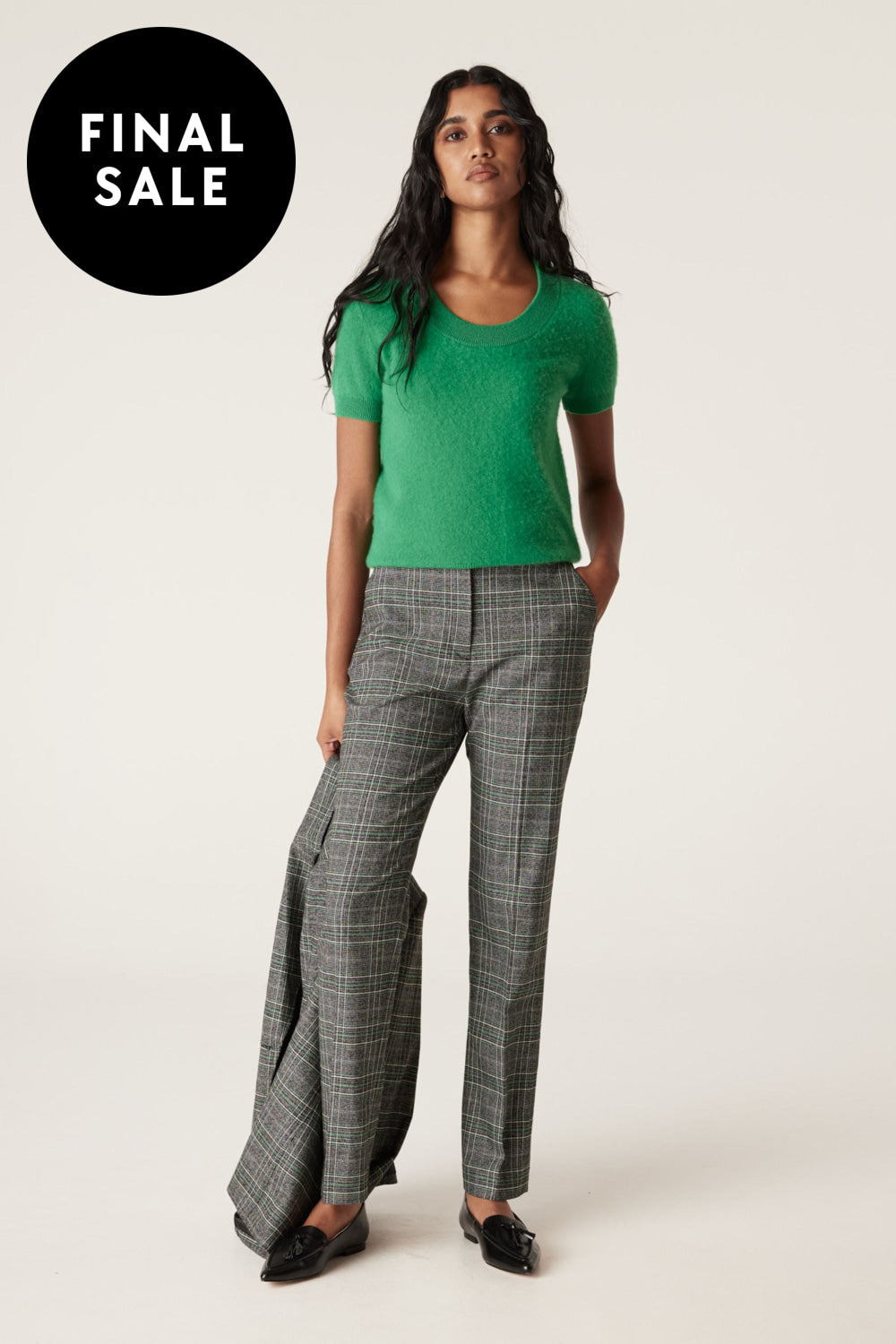 BRUSHED PURE CASHMERE TEE - CAW24120 TOP