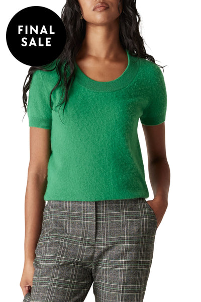 BRUSHED PURE CASHMERE TEE - CAW24120 XS / JADE TOP
