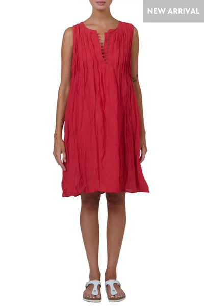 BUTTON FRONT DRESS - P153 S/M / CHILLI DRESS