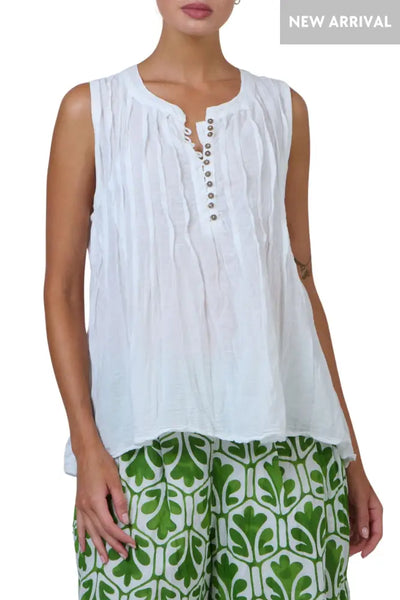 BUTTON FRONT TOP - P165 S/M / WHITE TOP