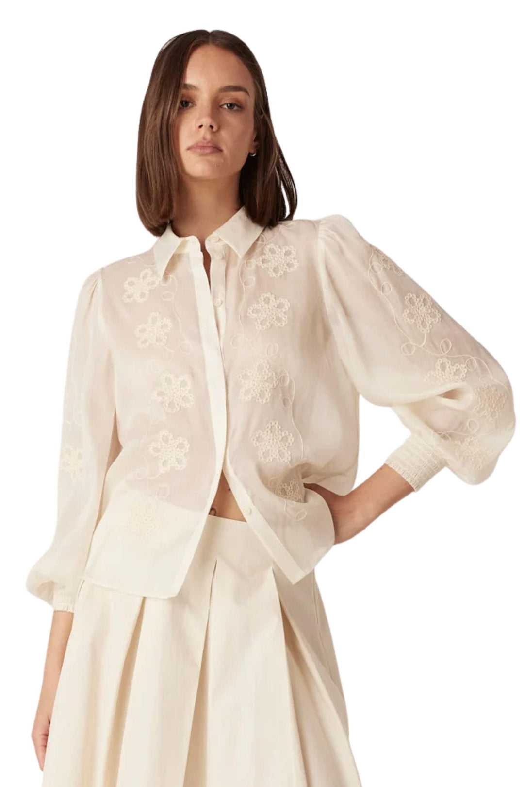 CABLE BLOUSE FAITH EMBROIDERED BLOUSE - CSS26572