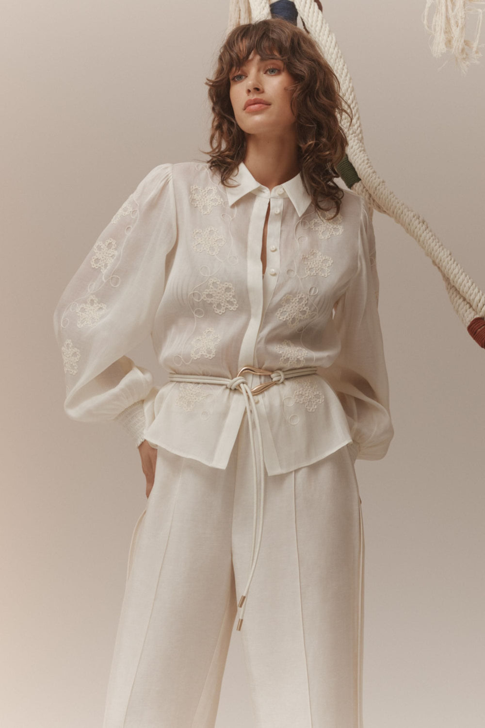 CABLE BLOUSE FAITH EMBROIDERED BLOUSE - CSS26572
