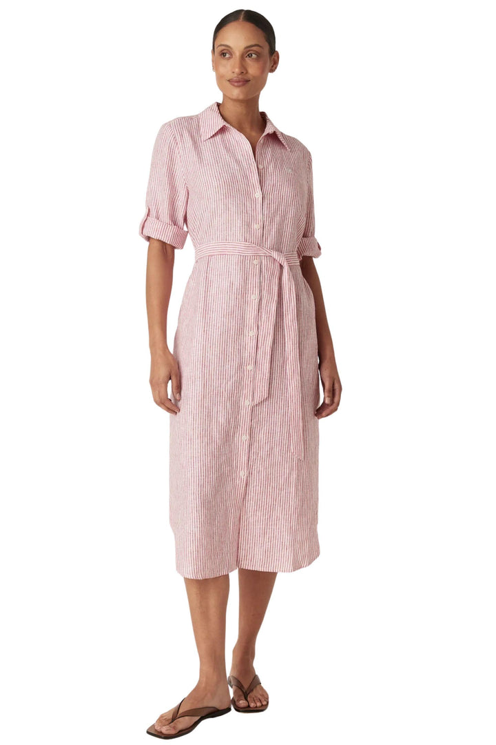 CABLE DRESS PURE LINEN TIE SHIRT DRESS - CSS26661