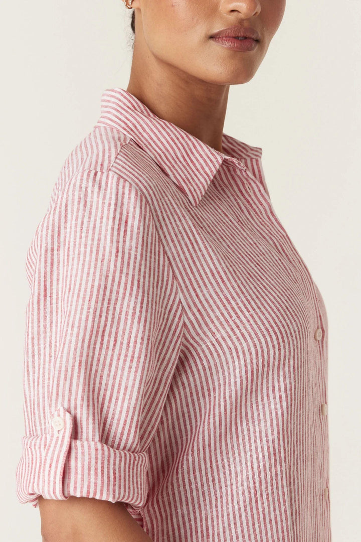 CABLE DRESS PURE LINEN TIE SHIRT DRESS - CSS26661