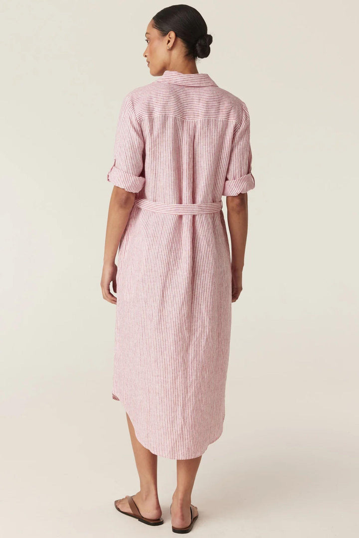 CABLE DRESS PURE LINEN TIE SHIRT DRESS - CSS26661
