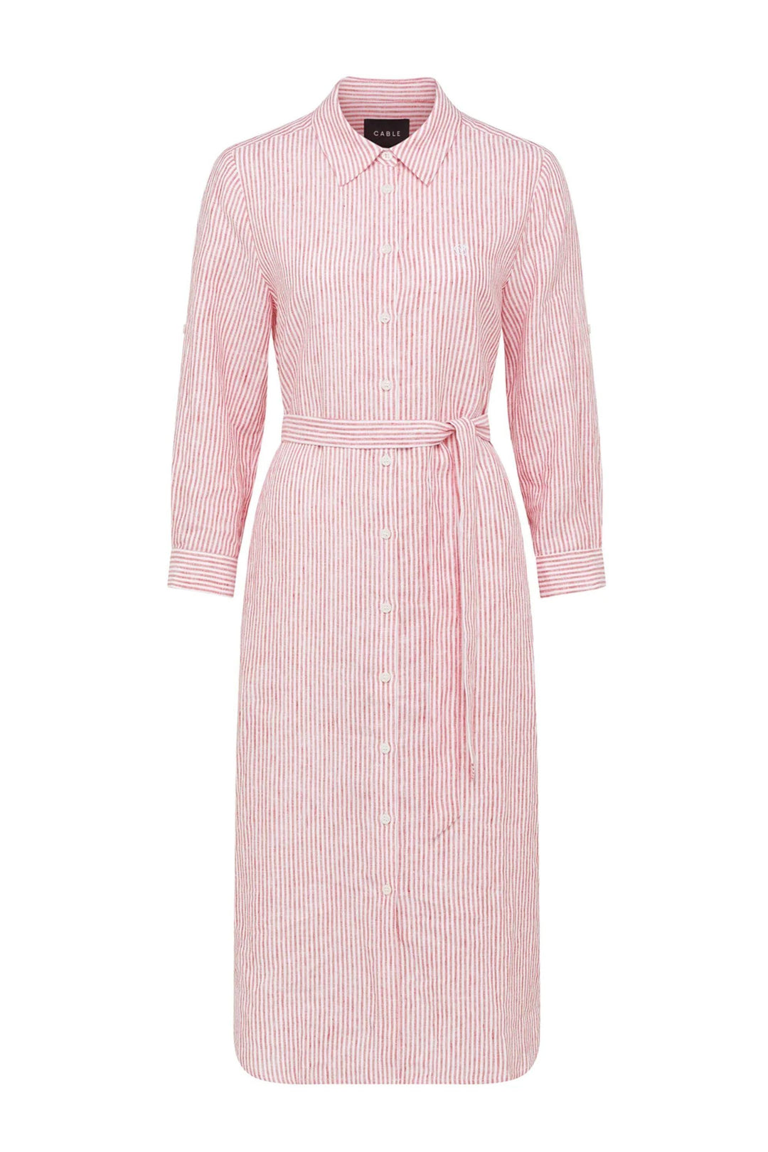 CABLE DRESS PURE LINEN TIE SHIRT DRESS - CSS26661