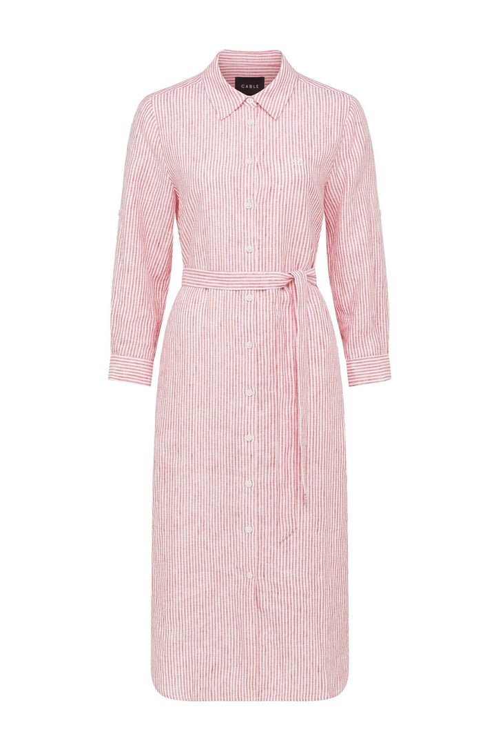 CABLE DRESS PURE LINEN TIE SHIRT DRESS - CSS26661