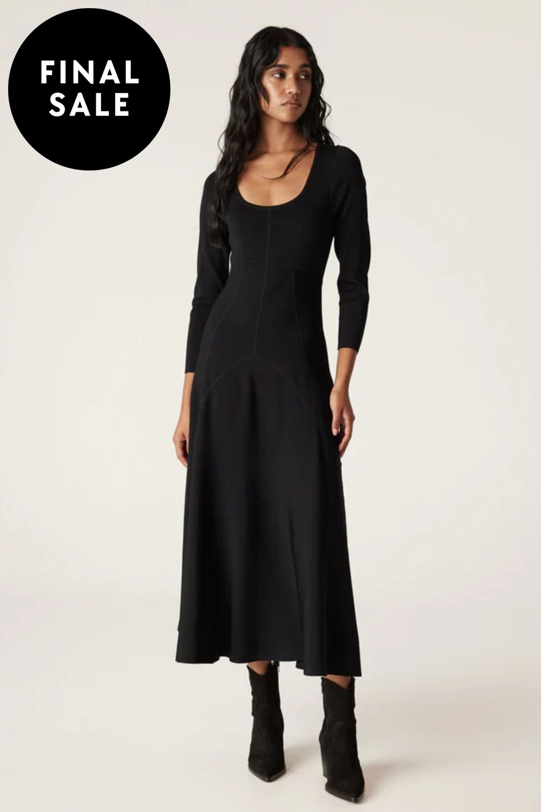 CABLE DRESS WINTER CREPE BODICE DRESS - CAW24119