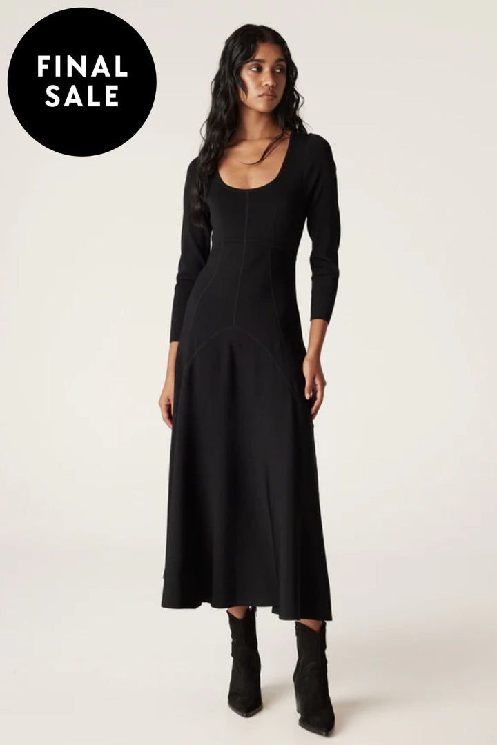 CABLE DRESS WINTER CREPE BODICE DRESS - CAW24119
