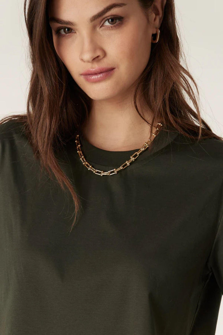 CABLE T-SHIRT PIMA BOXY TEE - CAW26225