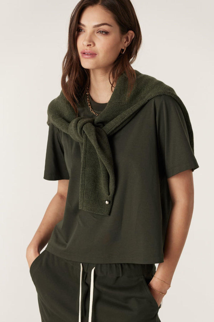 CABLE T-SHIRT PIMA BOXY TEE - CAW26225