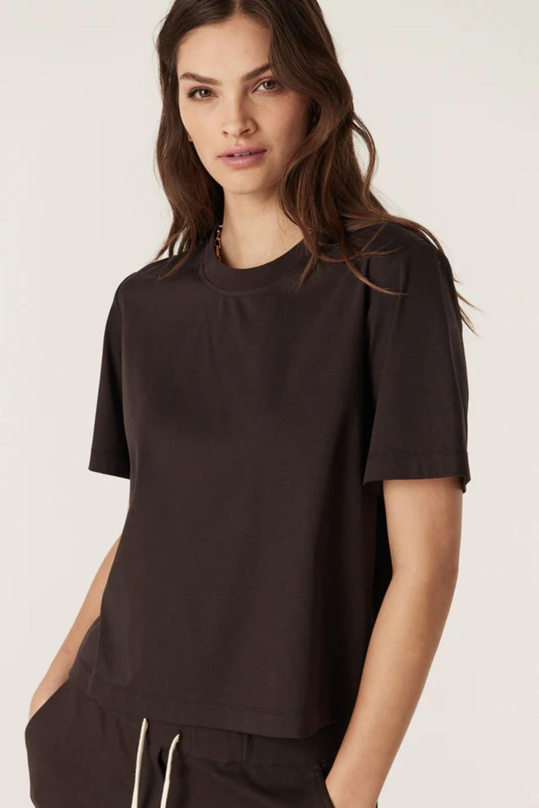 CABLE T-SHIRT PIMA BOXY TEE - CAW26225